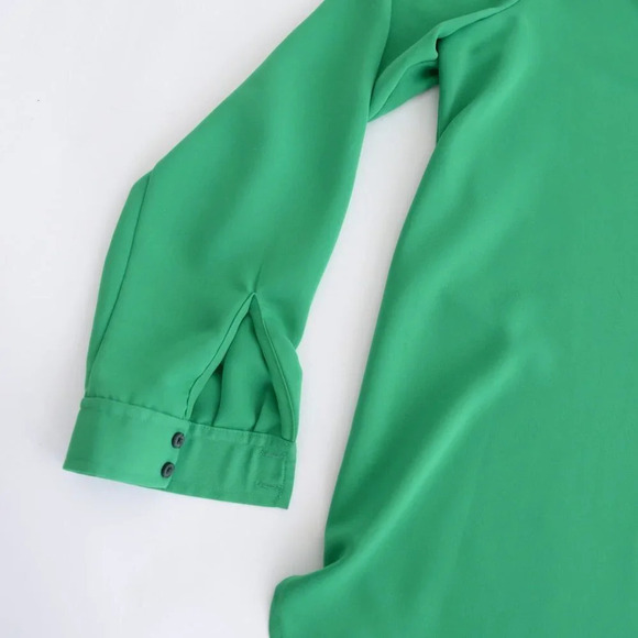Lord & Taylor Kelly Green V-Neck Long Sleeve Tunic Dress Shirt LG - Picture 9 of 12